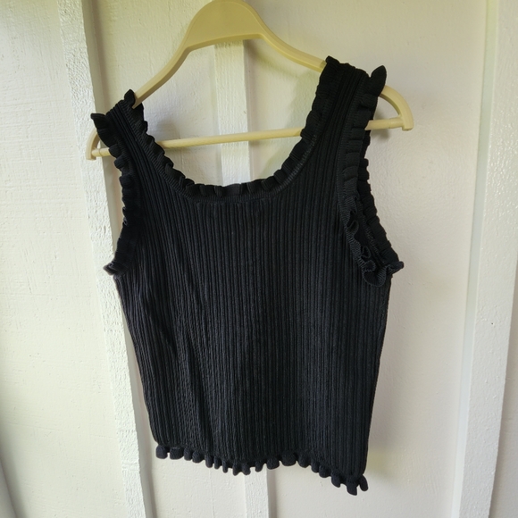 English Factory Ruffle Edge Rib Tank In Black Size Medium - Picture 9 of 12